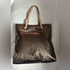 Michael Kors Metallic Mirror Monogram Logo Tote/Shoulder Bag